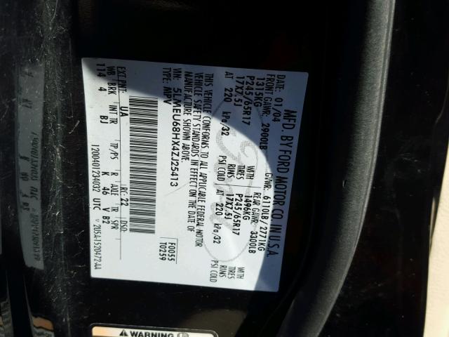 5LMEU68HX4ZJ25413 - 2004 LINCOLN AVIATOR 黑色 照片 10