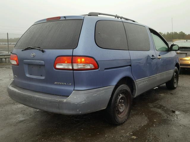 4T3ZF13C21U376679 - 2001 TOYOTA SIENNA LE BLUE photo 4