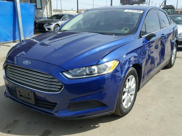 3FA6P0G77GR356342 - 2016 FORD FUSION S BLUE photo 2