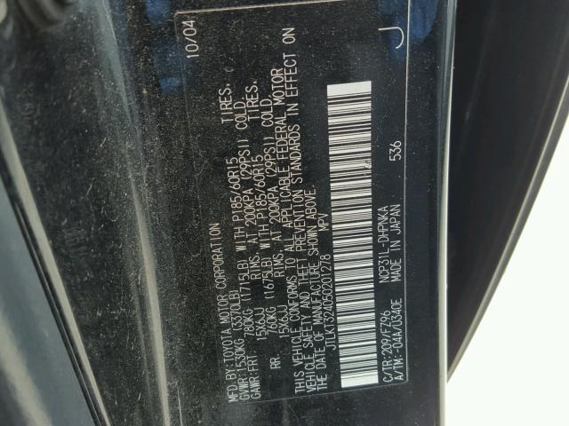 JTLKT324050201278 - 2005 TOYOTA SCION XB 黑色 照片 10