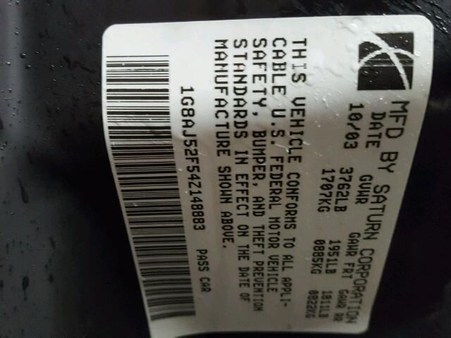 1G8AJ52F54Z148883 - 2004 SATURN ION LEVEL MAROON photo 10