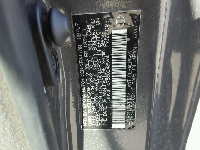 JTKDE167880248594 - 2008 TOYOTA SCION TC 石墨色 照片 10