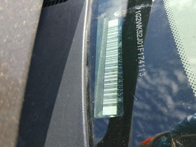 1G2WK52J01F174113 - 2001 PONTIAC GRAND PRIX CHARCOAL photo 10