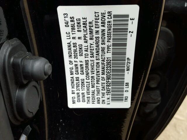 19XFB2F90DE233931 - 2013 HONDA CIVIC EXL Qara foto 10