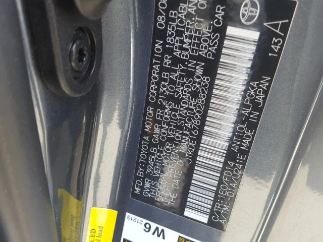 JTKDE167890288238 - 2009 TOYOTA SCION TC 灰色 照片 10