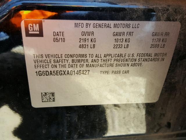 1G6DA5EGXA0146427 - 2010 CADILLAC CTS BLACK photo 10