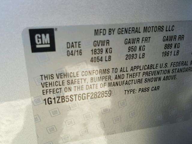 1G1ZB5ST6GF282859 - 2016 CHEVROLET MALIBU LS 银色 照片 10