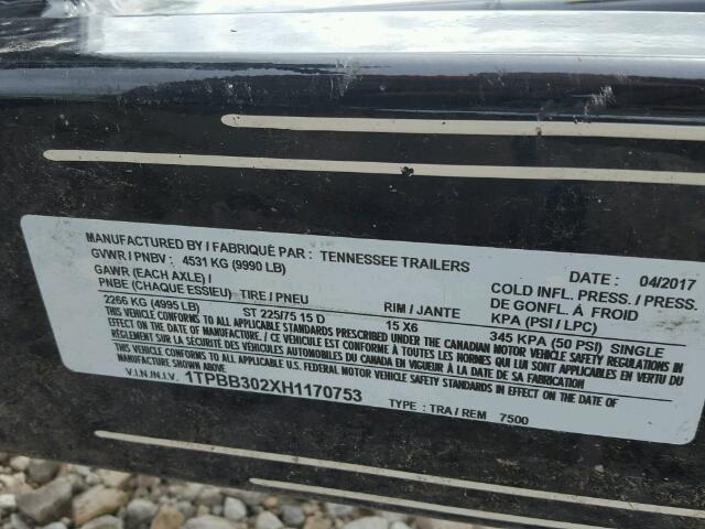 1TPBB302XH1170753 - 2017 TENN TRAILER BLACK photo 10