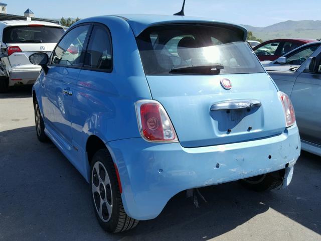 3C3CFFGE2GT201612 - 2016 FIAT 500 ELECTR BLUE photo 3