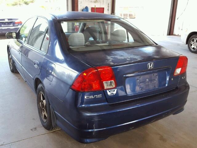 2HGES16594H564760 - 2004 HONDA CIVIC LX BLUE photo 3