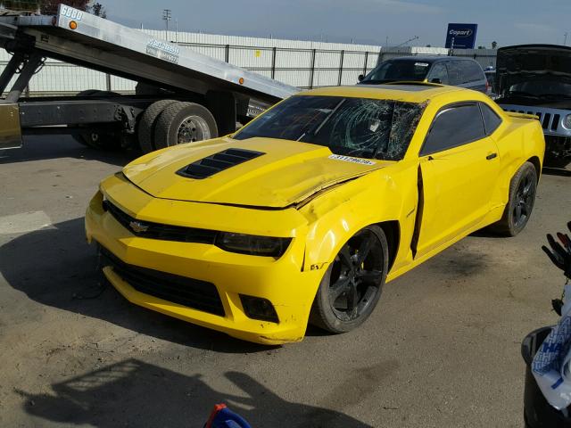 2G1FB1E33E9249427 - 2014 CHEVROLET CAMARO LT YELLOW photo 2