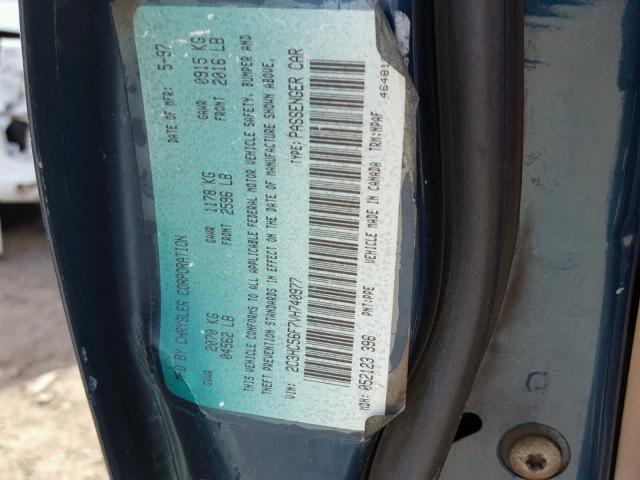 2C3HC56F7VH740977 - 1997 CHRYSLER LHS BLUE photo 10