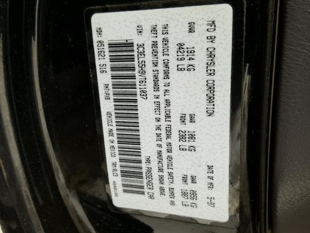 3C3EL55H9VT611037 - 1997 CHRYSLER SEBRING JX BLACK photo 10