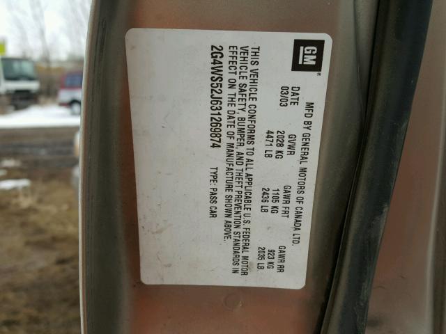 2G4WS52J631269874 - 2003 BUICK CENTURY CU GOLD photo 10