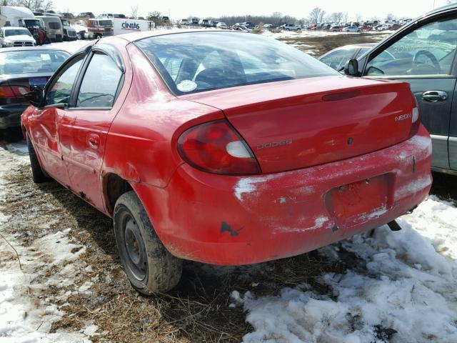 1B3ES46C5YD703477 - 2000 DODGE NEON BASE RED photo 3