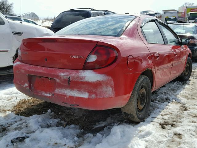 1B3ES46C5YD703477 - 2000 DODGE NEON BASE RED photo 4