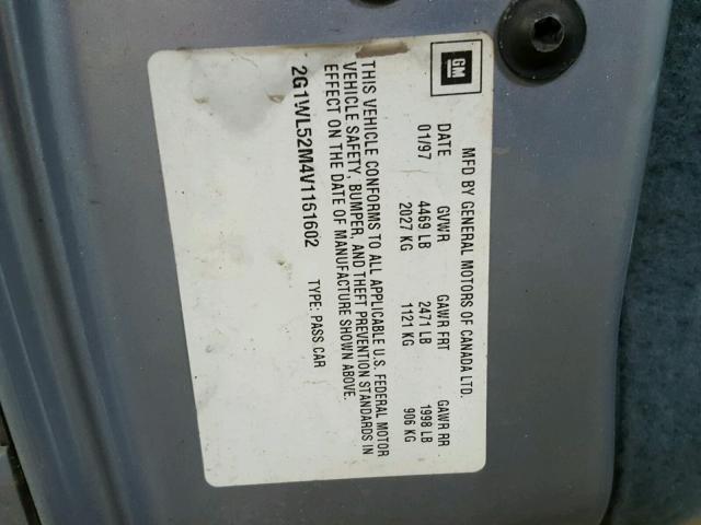 2G1WL52M4V1161602 - 1997 CHEVROLET LUMINA BAS ლურჯი ფოტო 10