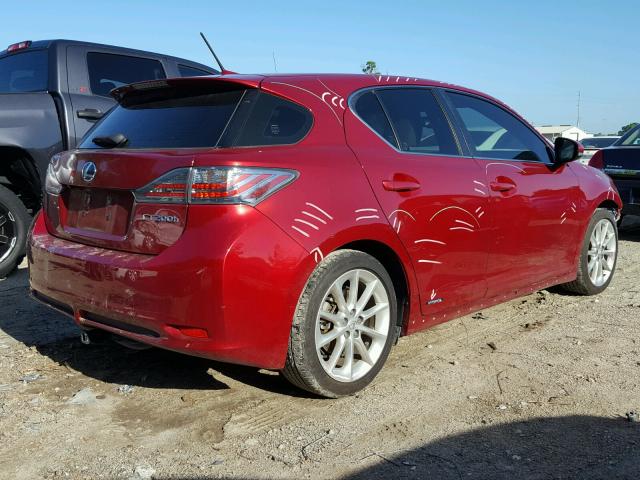 JTHKD5BH4C2115897 - 2012 LEXUS CT 200 RED photo 4