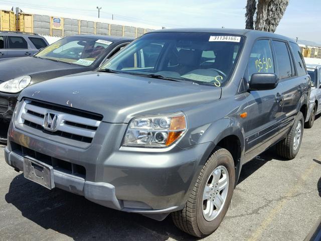 5FNYF28127B025830 - 2007 HONDA PILOT LX GRAY photo 2