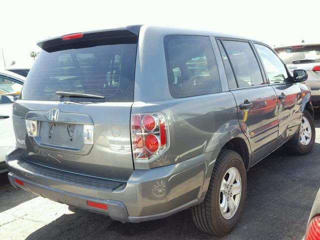 5FNYF28127B025830 - 2007 HONDA PILOT LX GRAY photo 4