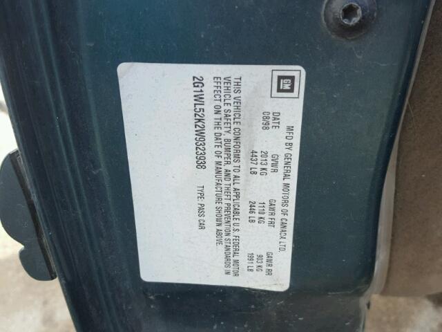 2G1WL52K2W9323938 - 1998 CHEVROLET LUMINA BAS მწვანე ფოტო 10