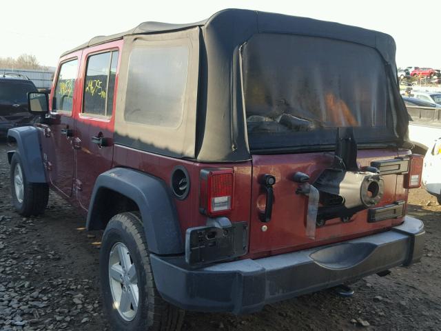 1J4GA39127L145875 - 2007 JEEP WRANGLER X MAROON photo 3