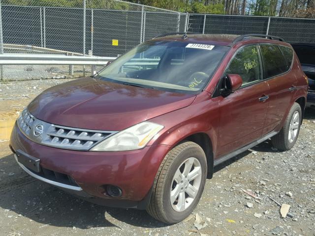 JN8AZ08TX7W514815 - 2007 NISSAN MURANO SL MAROON photo 2