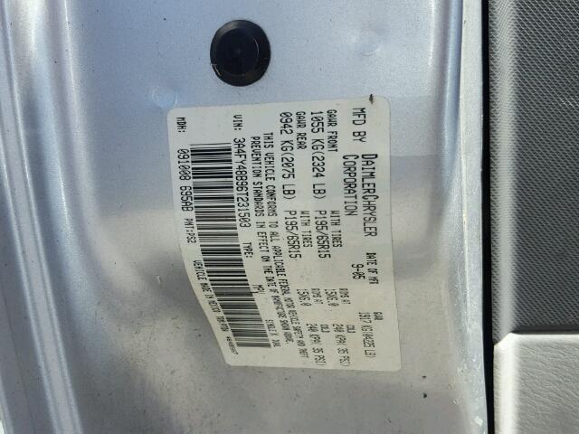 3A4FY48B96T231503 - 2006 CHRYSLER PT CRUISER SILVER photo 10