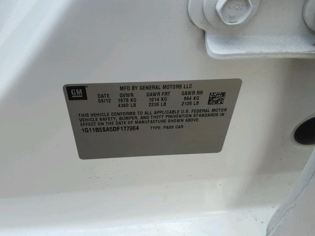 1G11B5SA5DF177964 - 2013 CHEVROLET MALIBU LS 白色 照片 10