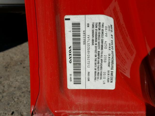 YV1LS53D8Y2627512 - 2000 VOLVO S70 T5 TUR RED photo 10