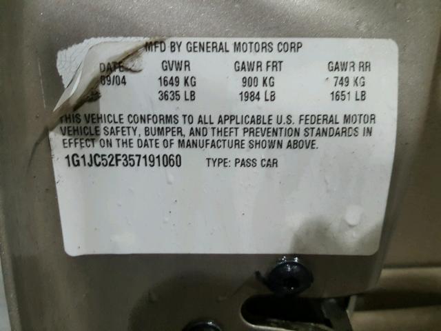 1G1JC52F357191060 - 2005 CHEVROLET CAVALIER GOLD photo 10