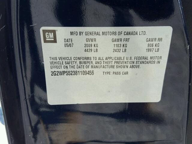 2G2WP552381109456 - 2008 PONTIAC GRAND PRIX ლურჯი ფოტო 10