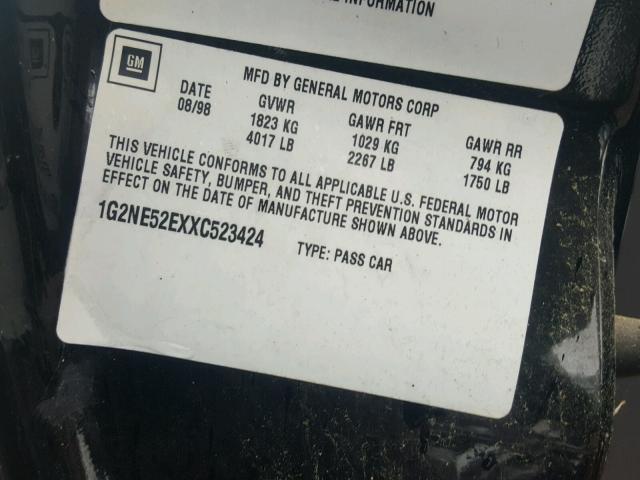 1G2NE52EXXC523424 - 1999 PONTIAC GRAND AM S 黑色 照片 10