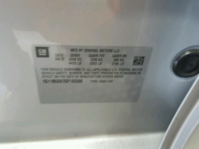 1G11B5SA7GF125398 - 2016 CHEVROLET MALIBU LIM 银色 照片 10