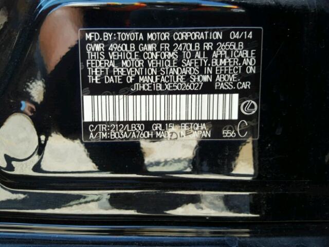 JTHCE1BLXE5026027 - 2014 LEXUS GS 黑色 照片 10