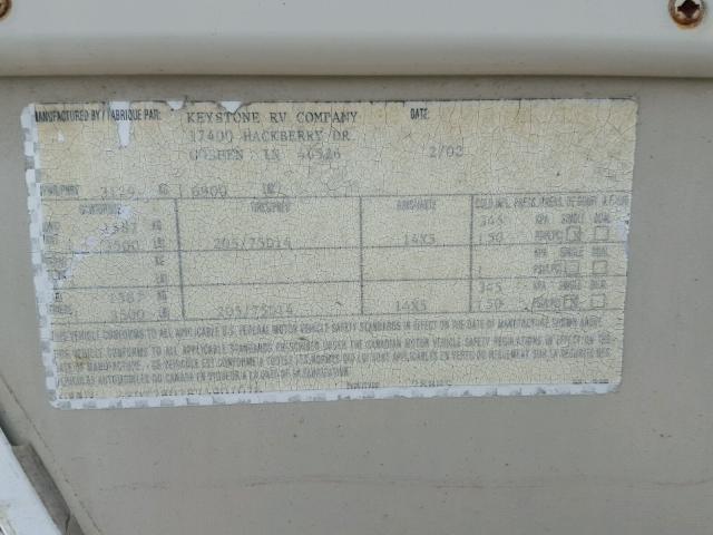 4YDT2802825901076 - 2002 KEYSTONE OUTBACK WHITE photo 8