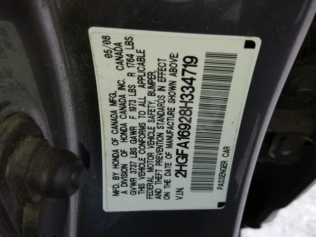 2HGFA16928H334719 - 2008 HONDA CIVIC EXL TAN photo 10