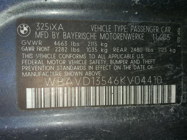 WBAVD13546KV04410 - 2006 BMW 325XI Gri fotoğraf 10