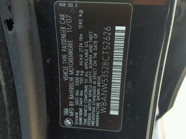 WBANW53528CT52626 - 2008 BMW 550 I BLUE photo 10