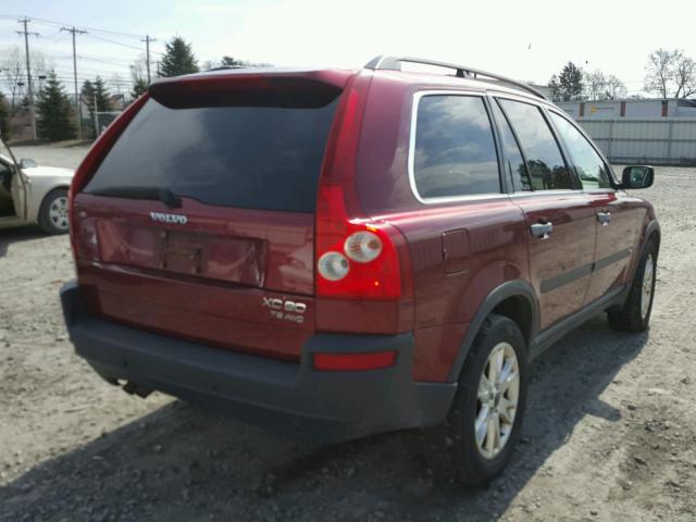 YV1CZ91H041054002 - 2004 VOLVO XC90 T6 BURGUNDY photo 4