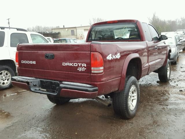 1D7HG12X93S239852 - 2003 DODGE DAKOTA SXT MAROON photo 4