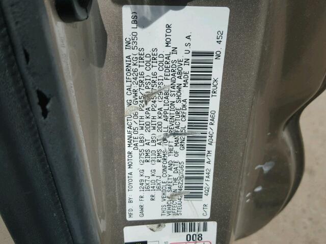 5TEUU42N46Z263865 - 2006 TOYOTA TACOMA ACC GOLD photo 10