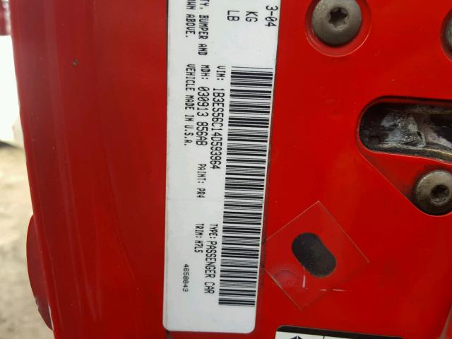 1B3ES56C14D593964 - 2004 DODGE NEON SXT RED photo 10