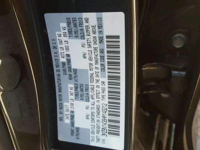 3MZBN1W38HM148212 - 2017 MAZDA 3 GRAND TO GRAY photo 10