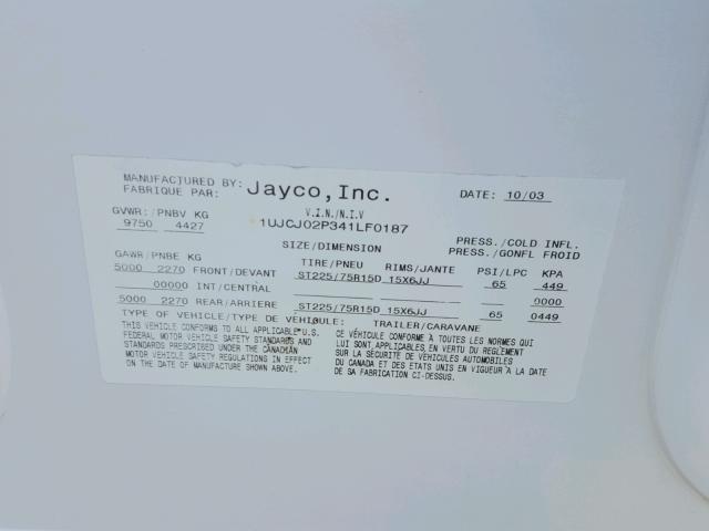 1UJCJ02P341LF0187 - 2004 JYCO EAGLE WHITE photo 10