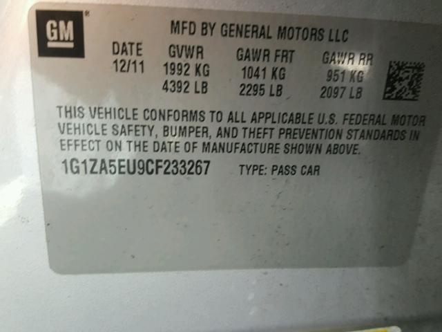 1G1ZA5EU9CF233267 - 2012 CHEVROLET MALIBU LS SILVER photo 10