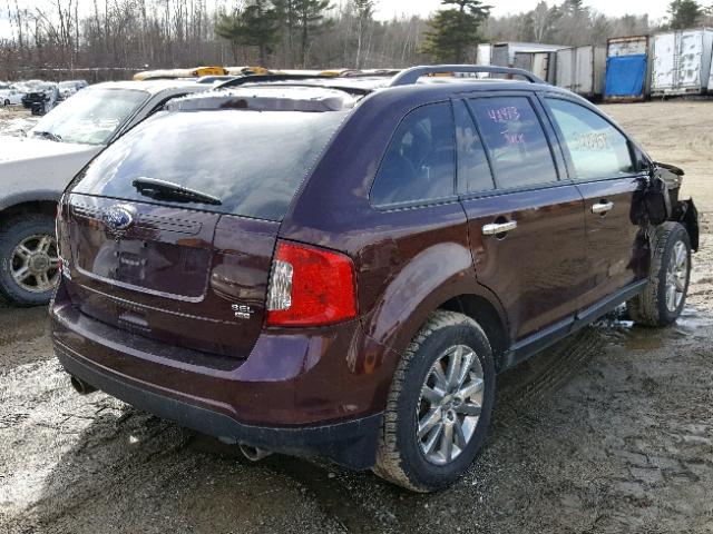 2FMDK4JC2BBB09505 - 2011 FORD EDGE SEL BURGUNDY photo 4