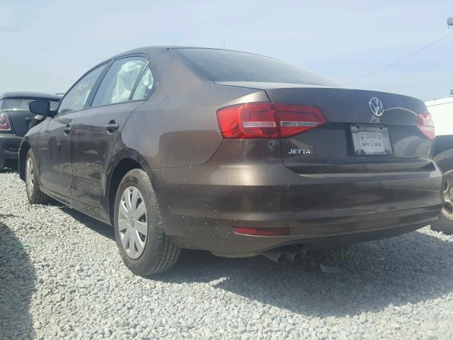 3VW2K7AJ9FM289854 - 2015 VOLKSWAGEN JETTA BASE 棕色 照片 3