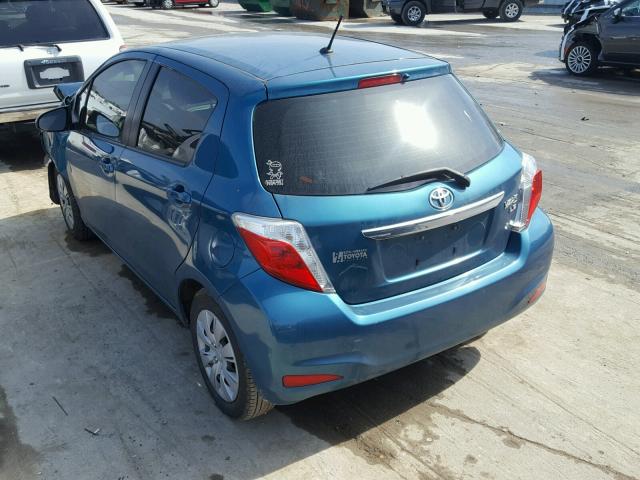 JTDKTUD38DD560391 - 2013 TOYOTA YARIS BLUE photo 3