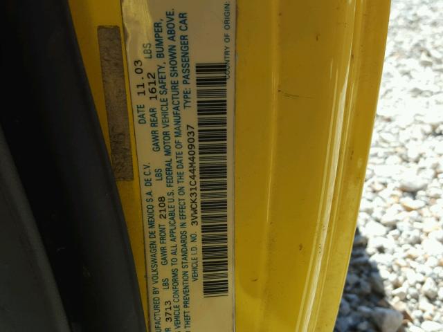 3VWCK31C44M409037 - 2004 VOLKSWAGEN NEW BEETLE 黄色 照片 10